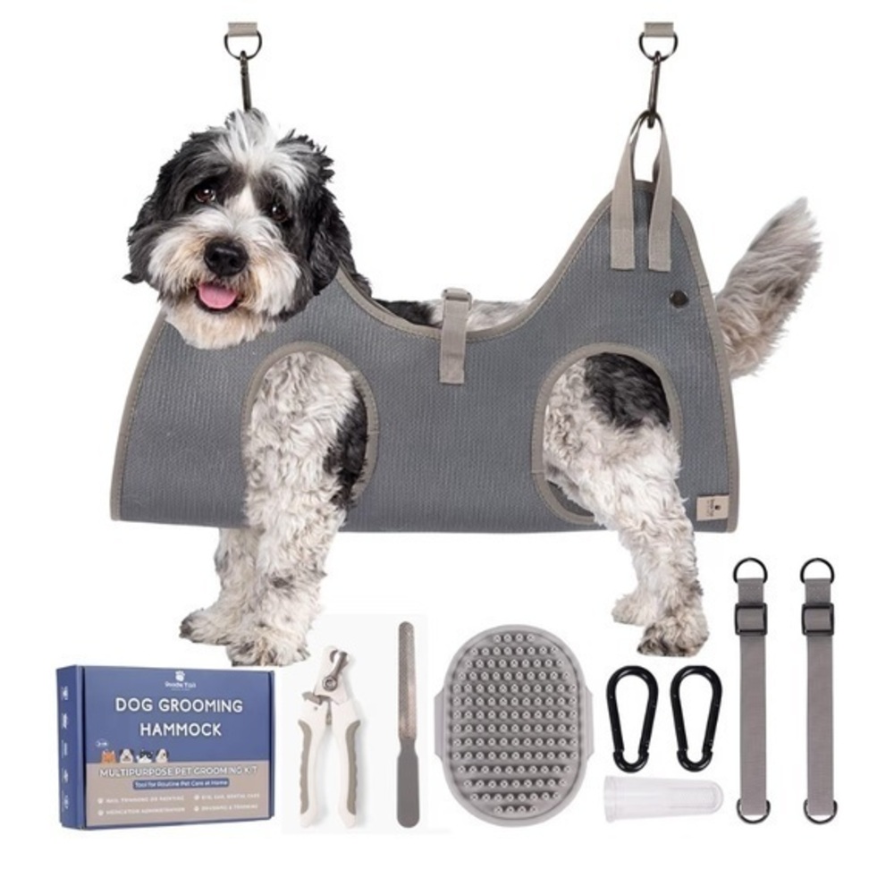 🫶🏻 Doodle Tail Designs Gray Dog Grooming Hammock
